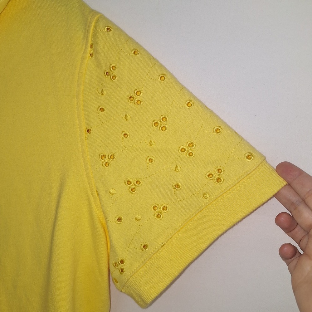 Vintage Cottagecore Boho Bohemian Cotton Eyelet Zip Up Hoodie Yellow 18/20W Cato - Picture 8 of 11